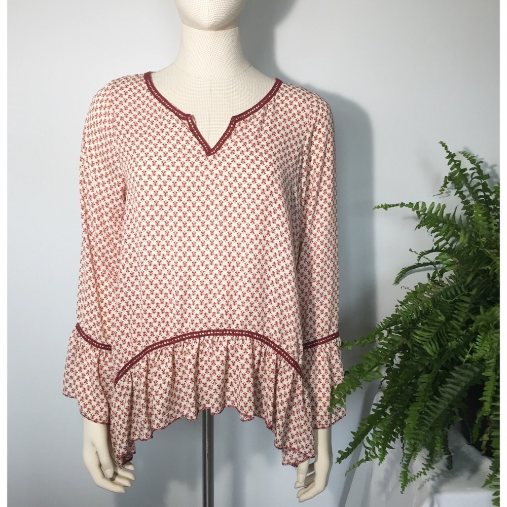 living doll Red & White Blouse Sz L